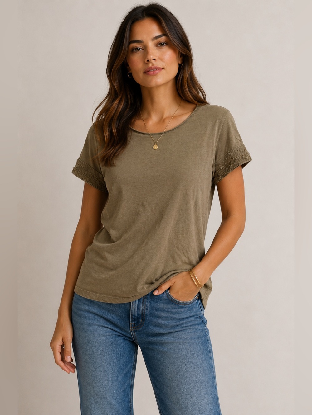 Helmut Lang Tee Women S Olive Green Like New Distressed Cashmere Blend